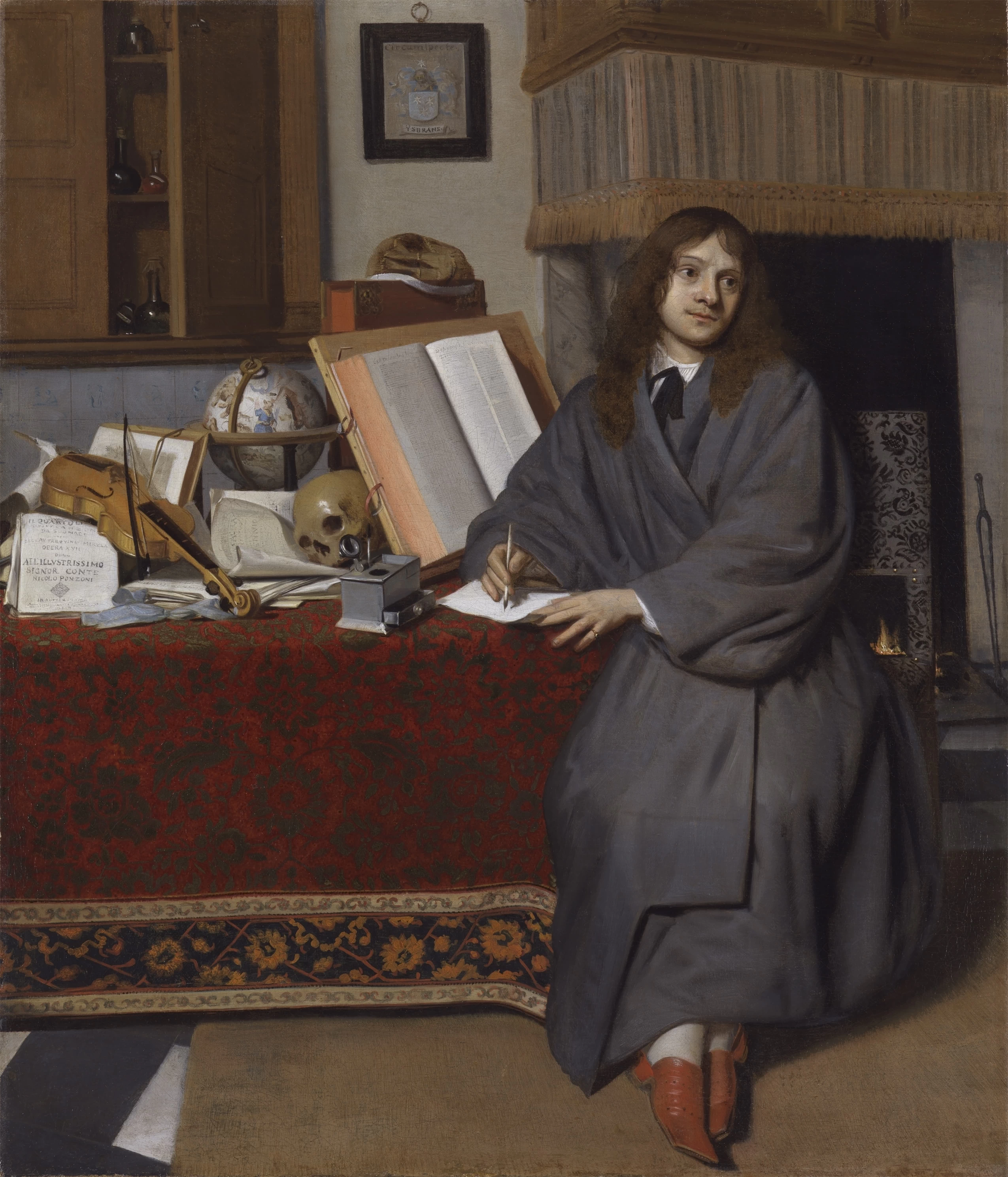 Ritratto del farmacista Dr Ysbrand Ysbrandsz (1634 - 1705) in un interno, Collezione Leiden